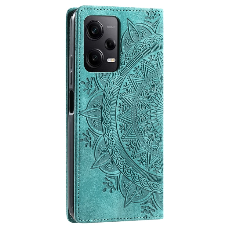 For Xiaomi Redmi Note 12 Pro Global Totem Embossed Magnetic Leather Phone Case(Green) - Xiaomi Cases by buy2fix | Online Shopping UK | buy2fix