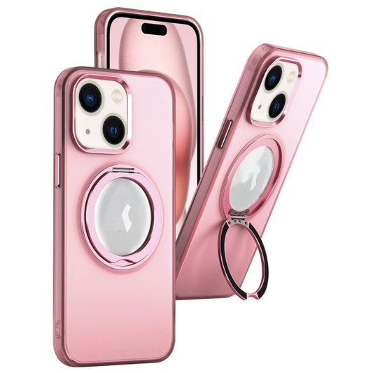 For iPhone 15 MagSafe 360 Rotate Ring Holder PC Phone Case(Pink) - iPhone 15 Cases by buy2fix | Online Shopping UK | buy2fix