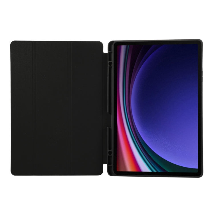 For Samsung Galaxy Tab S9+ 3-Fold Pure Color TPU Leather Tablet Case with Pen Slot(Black) - Galaxy Tab S9+ Cases by buy2fix | Online Shopping UK | buy2fix