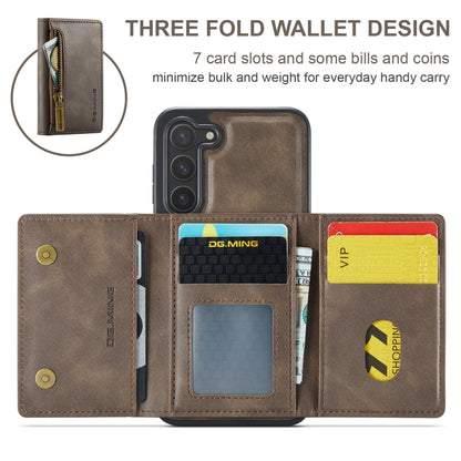 For Samsung Galaxy S23 DG.MING M5 Series Zip RFID Multi Card Detachable Leather Phone Case(Coffee) - Galaxy S23 5G Cases by DG.MING | Online Shopping UK | buy2fix