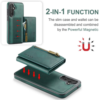 For Samsung Galaxy S23 FE 5G DG.MING M5 Series Zip RFID Multi Card Detachable Leather Phone Case(Green) - Galaxy S23 FE 5G Cases by DG.MING | Online Shopping UK | buy2fix