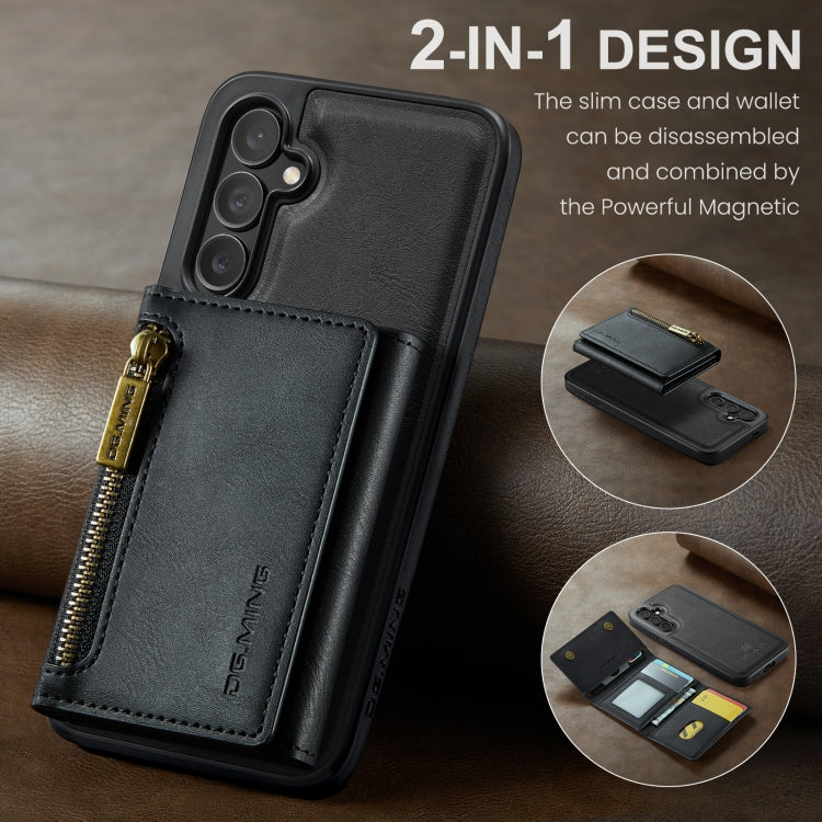 For Samsung Galaxy S24 5G DG.MING M5 Series Zip RFID Multi Card Detachable Leather Phone Case(Black) - Galaxy S24 5G Cases by DG.MING | Online Shopping UK | buy2fix