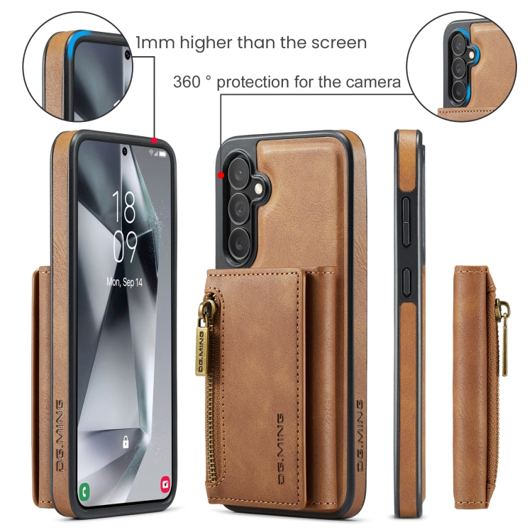 For Samsung Galaxy S24 5G DG.MING M5 Series Zip RFID Multi Card Detachable Leather Phone Case(Brown) - Galaxy S24 5G Cases by DG.MING | Online Shopping UK | buy2fix