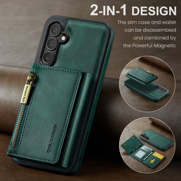 For Samsung Galaxy S24 5G DG.MING M5 Series Zip RFID Multi Card Detachable Leather Phone Case(Green) - Galaxy S24 5G Cases by DG.MING | Online Shopping UK | buy2fix