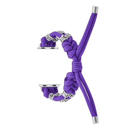 For Apple Watch Ultra 49mm Chrysanthemum Beads Paracord Braided Watch Band(Purple) - Watch Bands by buy2fix | Online Shopping UK | buy2fix