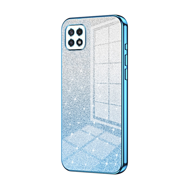 For Samsung Galaxy A22 5G / A22s Gradient Glitter Powder Electroplated Phone Case(Blue) - Galaxy Phone Cases by buy2fix | Online Shopping UK | buy2fix