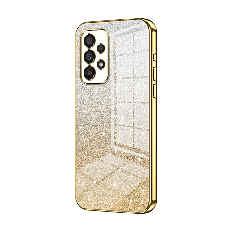 For Samsung Galaxy A53 5G Gradient Glitter Powder Electroplated Phone Case(Gold) - Galaxy Phone Cases by buy2fix | Online Shopping UK | buy2fix