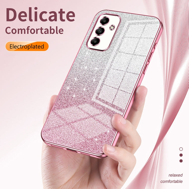 For Samsung Galaxy A22 5G / A22s Gradient Glitter Powder Electroplated Phone Case(Transparent) - Galaxy Phone Cases by buy2fix | Online Shopping UK | buy2fix