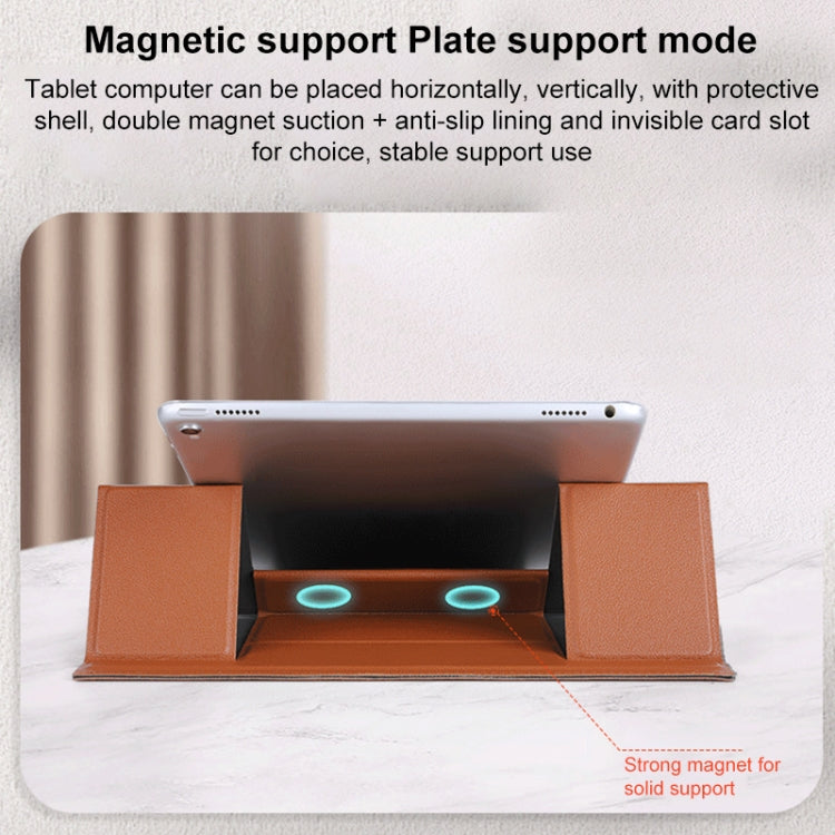 Magnetic PU Leather Tablet Laptop Folding Holder(Black) - Laptop Stand by buy2fix | Online Shopping UK | buy2fix