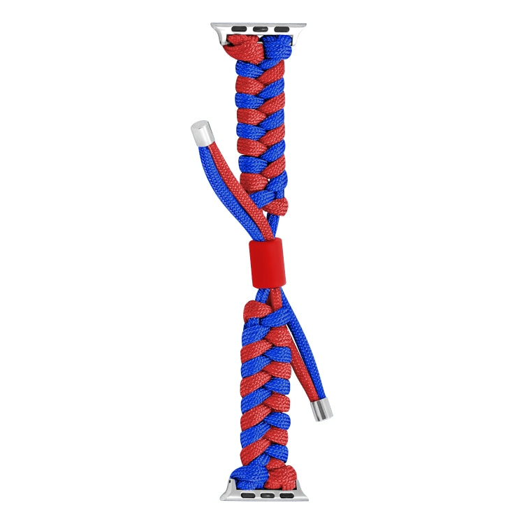 For Apple Watch Ultra 49mm Paracord Fishtail Braided Silicone Bead Watch Band(Blue Red) - Watch Bands by buy2fix | Online Shopping UK | buy2fix