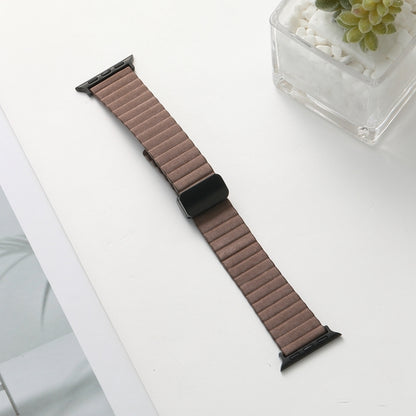 For Apple Watch Series 7 41mm Water Ripple Magnetic Folding Buckle Watch Band, Style: Bold Version(Light Brown) - Watch Bands by buy2fix | Online Shopping UK | buy2fix