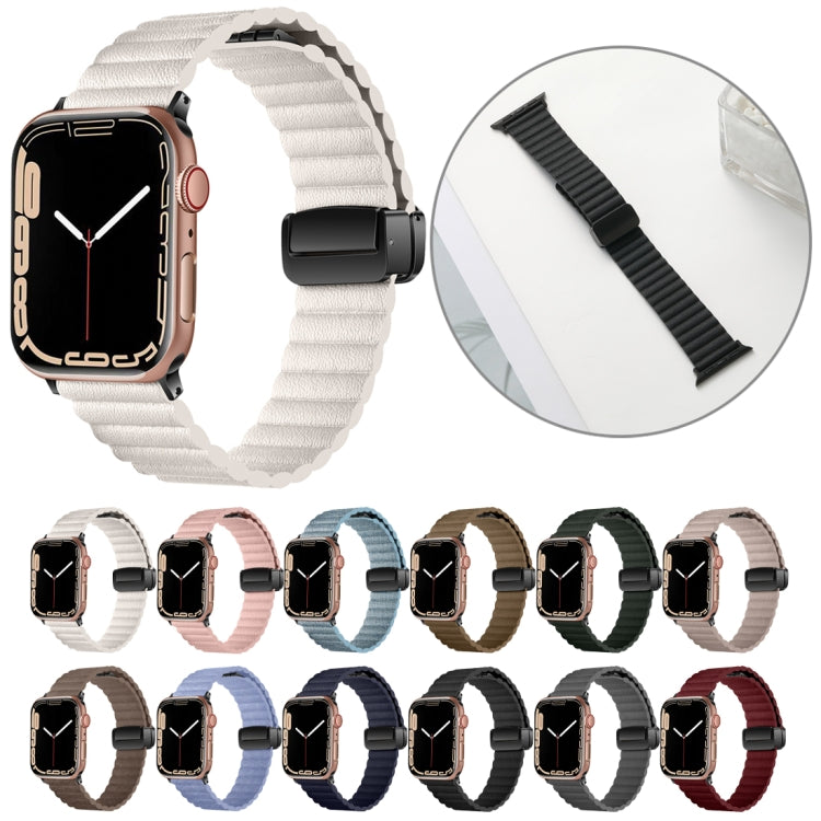 For Apple Watch Series 4 44mm Water Ripple Magnetic Folding Buckle Watch Band, Style: Bold Version(Brown) - Watch Bands by buy2fix | Online Shopping UK | buy2fix