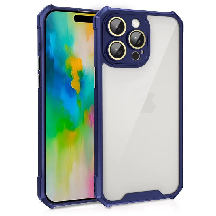 For iPhone 16 Pro Max Shockproof Acrylic Phone Case with Lens Glass Film(Blue) - iPhone 16 Pro Max Cases by buy2fix | Online Shopping UK | buy2fix