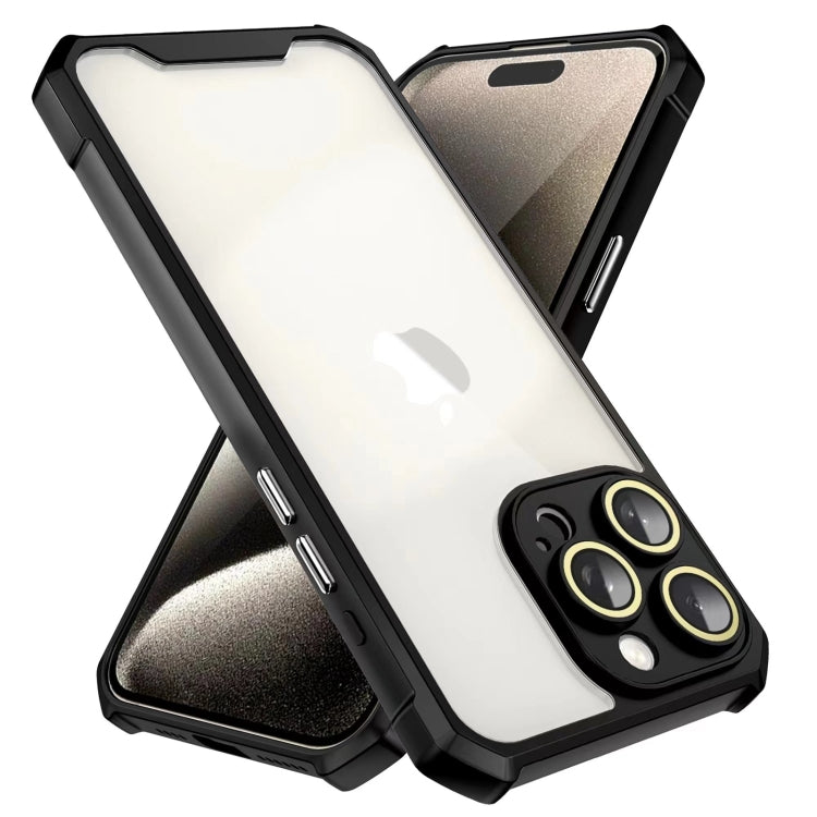 For iPhone 16 Plus Shockproof Acrylic Phone Case with Lens Glass Film(Black) - iPhone 16 Plus Cases by buy2fix | Online Shopping UK | buy2fix