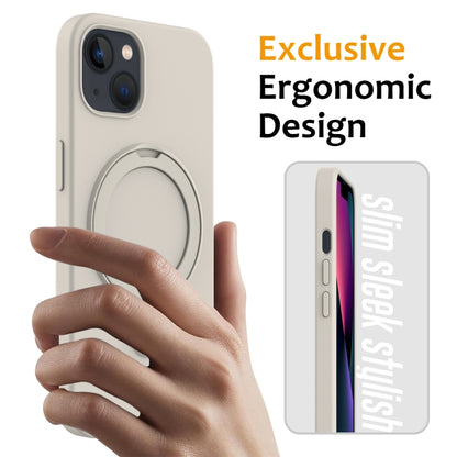 For iPhone 15 MagSafe Magnetic Liquid Silicone Phone Case with Ring Holder(White) - iPhone 15 Cases by buy2fix | Online Shopping UK | buy2fix