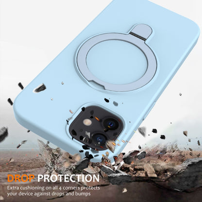 For iPhone 11 MagSafe Magnetic Liquid Silicone Phone Case with Ring Holder(Sky Blue) - iPhone 11 Cases by buy2fix | Online Shopping UK | buy2fix