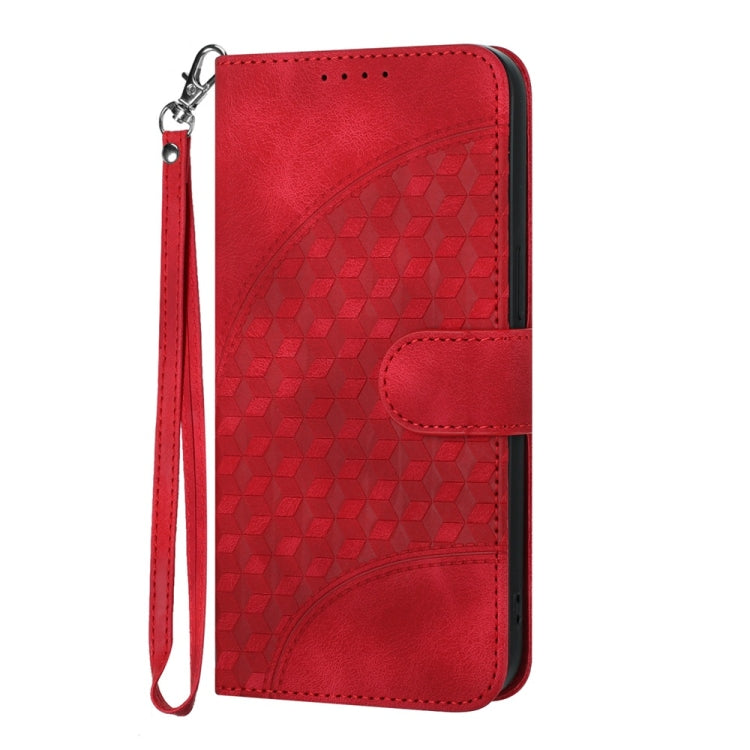 For iPhone 16 YX0060 Elephant Head Embossed Phone Leather Case with Lanyard(Red) - iPhone 16 Cases by buy2fix | Online Shopping UK | buy2fix