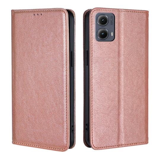 For Motorola Edge 5G 2024 Gloss Oil Solid Color Magnetic Leather Phone Case(Rose Gold) - Motorola Cases by buy2fix | Online Shopping UK | buy2fix