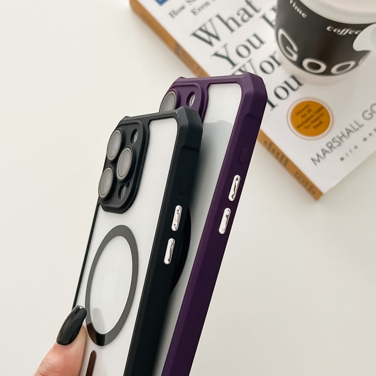 For iPhone 12 Colorful Two-Color Lens Film MagSafe Magnetic Horn Acrylic+TPU Case(Grey) - iPhone 12 / 12 Pro Cases by buy2fix | Online Shopping UK | buy2fix