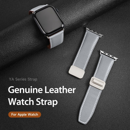 For Apple Watch Series 5 44mm DUX DUCIS YA Series Magnetic Buckle Genuine Leather Watch Band(Grey) - Watch Bands by DUX DUCIS | Online Shopping UK | buy2fix