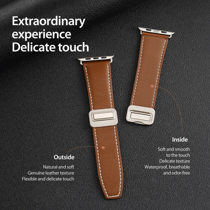 For Apple Watch Series 4 44mm DUX DUCIS YA Series Magnetic Buckle Genuine Leather Watch Band(Brown) - Watch Bands by DUX DUCIS | Online Shopping UK | buy2fix