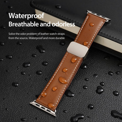 For Apple Watch Series 4 44mm DUX DUCIS YA Series Magnetic Buckle Genuine Leather Watch Band(Brown) - Watch Bands by DUX DUCIS | Online Shopping UK | buy2fix