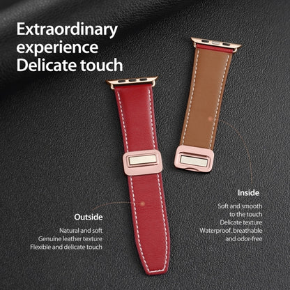 For Apple Watch Series 3 38mm DUX DUCIS YA Series Magnetic Buckle Genuine Leather Watch Band(Red) - Watch Bands by DUX DUCIS | Online Shopping UK | buy2fix