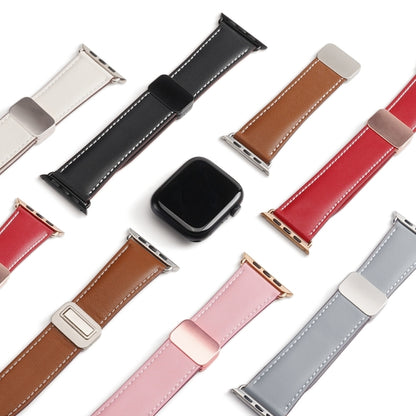 For Apple Watch Series 6 40mm DUX DUCIS YA Series Magnetic Buckle Genuine Leather Watch Band(Red) - Watch Bands by DUX DUCIS | Online Shopping UK | buy2fix