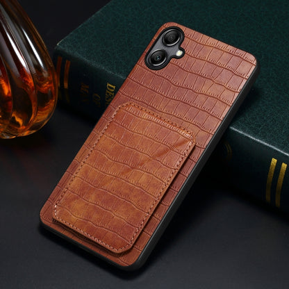 For Samsung Galaxy A05s Denior Imitation Crocodile Leather Back Phone Case with Holder(Brown) - Galaxy Phone Cases by Denior | Online Shopping UK | buy2fix