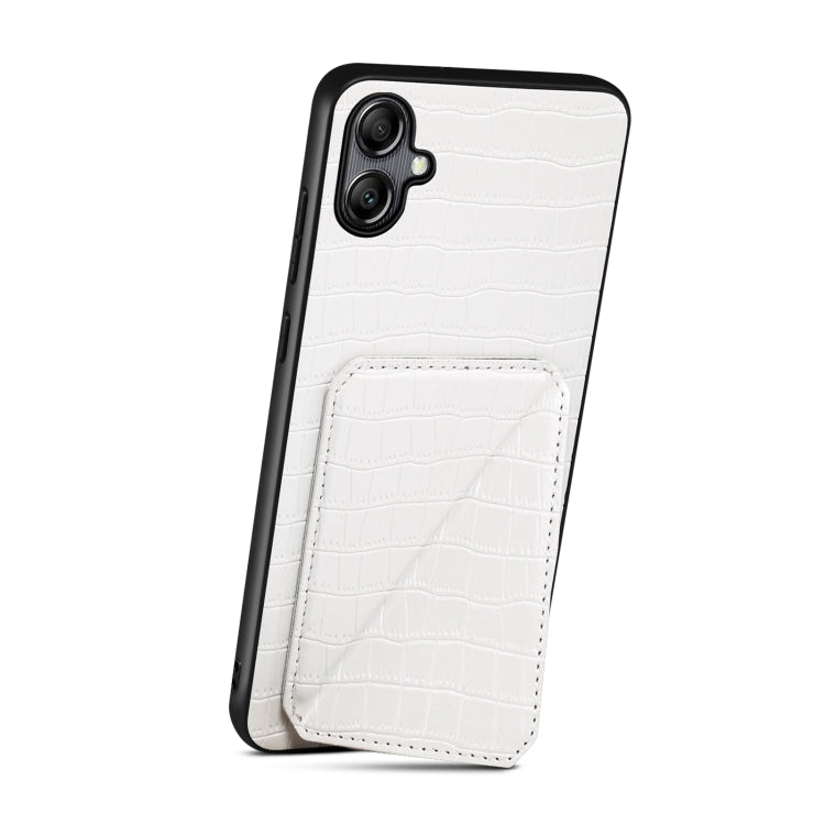 For Samsung Galaxy A20 / A30 Denior Imitation Crocodile Leather Back Phone Case with Holder(White) - Galaxy Phone Cases by Denior | Online Shopping UK | buy2fix