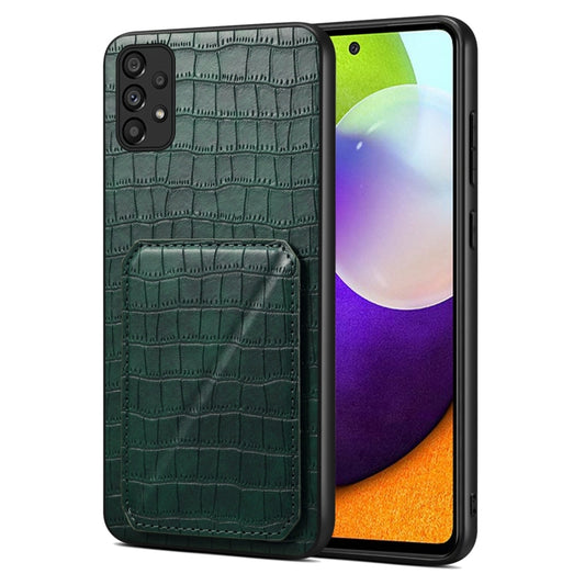 For Samsung Galaxy A52 4G / 5G Denior Imitation Crocodile Leather Back Phone Case with Holder(Green) - Galaxy Phone Cases by Denior | Online Shopping UK | buy2fix