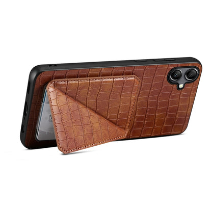 For Samsung Galaxy A70 Denior Imitation Crocodile Leather Back Phone Case with Holder(Brown) - Galaxy Phone Cases by Denior | Online Shopping UK | buy2fix