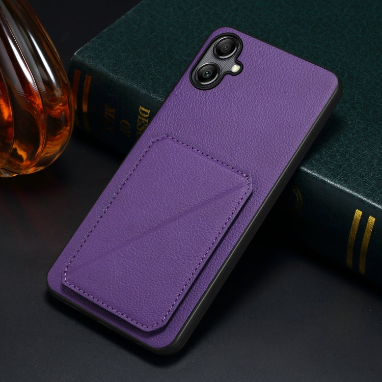 For Samsung Galaxy A31 Denior Imitation Calf Leather Back Phone Case with Holder(Purple) - Galaxy Phone Cases by Denior | Online Shopping UK | buy2fix