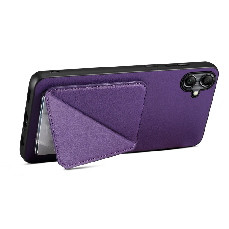 For Samsung Galaxy S23 5G Denior Imitation Calf Leather Back Phone Case with Holder(Purple) - Galaxy S23 5G Cases by Denior | Online Shopping UK | buy2fix