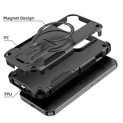 For iPhone 13 MagSafe Holder Armor PC Hybrid TPU Phone Case(Black) - iPhone 13 Cases by buy2fix | Online Shopping UK | buy2fix