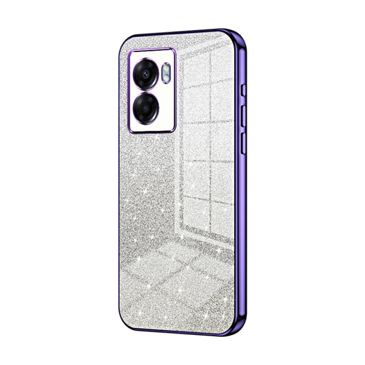 For OPPO A57 5G Gradient Glitter Powder Electroplated Phone Case(Purple) - OPPO Cases by buy2fix | Online Shopping UK | buy2fix