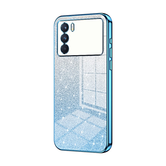 For OPPO K9 Pro Gradient Glitter Powder Electroplated Phone Case(Blue) - OPPO Cases by buy2fix | Online Shopping UK | buy2fix