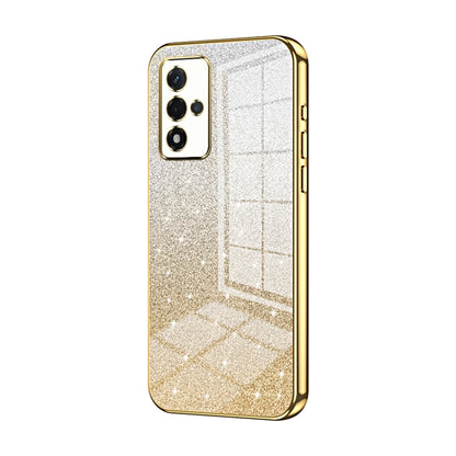For OPPO A93s 5G Gradient Glitter Powder Electroplated Phone Case(Gold) - OPPO Cases by buy2fix | Online Shopping UK | buy2fix