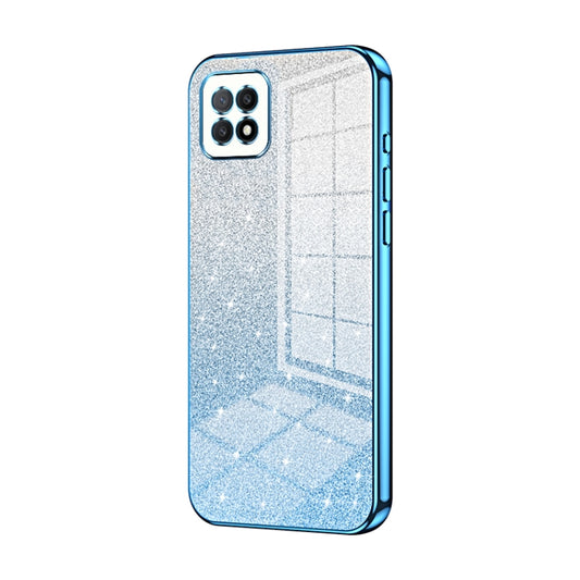 For OPPO A72 5G / A73 5G Gradient Glitter Powder Electroplated Phone Case(Blue) - OPPO Cases by buy2fix | Online Shopping UK | buy2fix