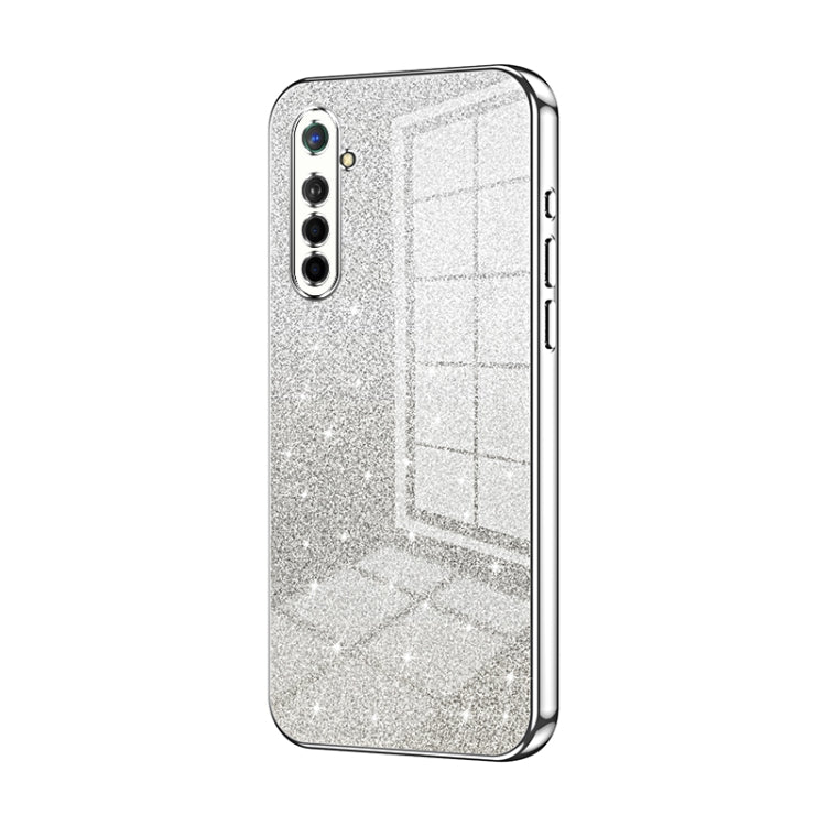 For OPPO K5 / Realme XT/XT 730G Gradient Glitter Powder Electroplated Phone Case(Silver) - OPPO Cases by buy2fix | Online Shopping UK | buy2fix