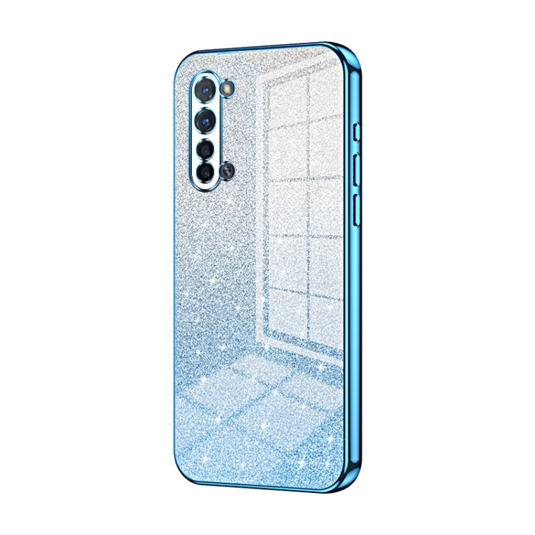 For OPPO Reno3 5G / Find X2 Lite Gradient Glitter Powder Electroplated Phone Case(Blue) - OPPO Cases by buy2fix | Online Shopping UK | buy2fix