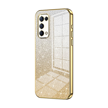 For OPPO Reno5 4G/5G / Reno5 K Gradient Glitter Powder Electroplated Phone Case(Gold) - OPPO Cases by buy2fix | Online Shopping UK | buy2fix