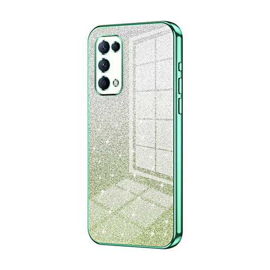 For OPPO Reno5 4G/5G / Reno5 K Gradient Glitter Powder Electroplated Phone Case(Green) - OPPO Cases by buy2fix | Online Shopping UK | buy2fix