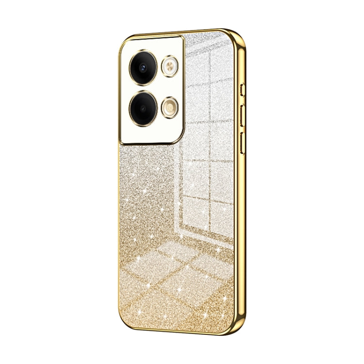 For OPPO Reno9 / Reno9 Pro Gradient Glitter Powder Electroplated Phone Case(Gold) - OPPO Cases by buy2fix | Online Shopping UK | buy2fix