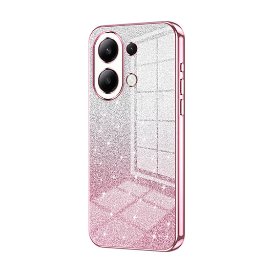 For Xiaomi Redmi Note 13 4G Gradient Glitter Powder Electroplated Phone Case(Pink) - Note 13 Cases by buy2fix | Online Shopping UK | buy2fix