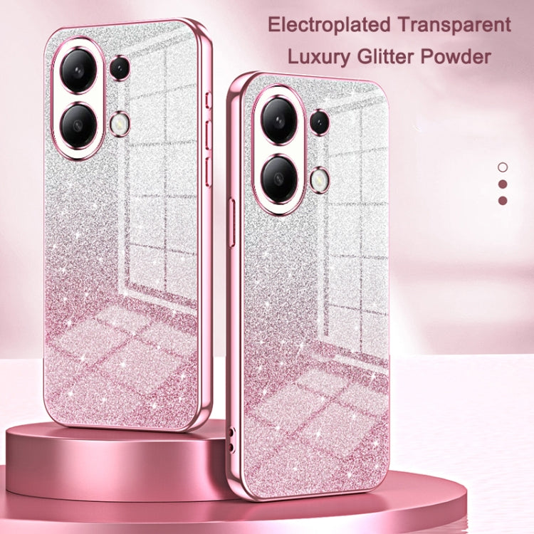 For Xiaomi Redmi Note 13 Pro 5G Gradient Glitter Powder Electroplated Phone Case(Transparent) - Note 13 Pro Cases by buy2fix | Online Shopping UK | buy2fix