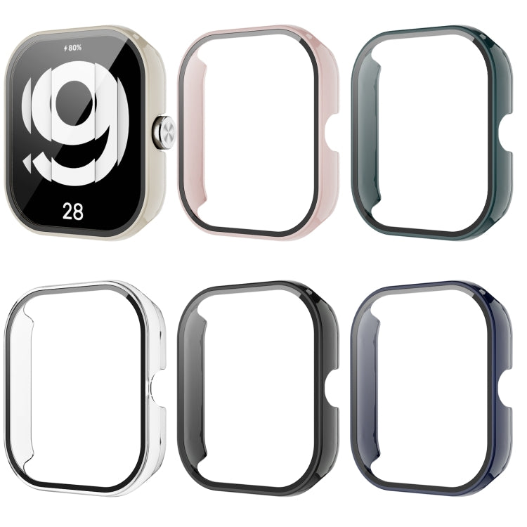 For Redmi Watch 4 PC + Tempered Glass Integrated Watch Protective Case(Black) - Watch Cases by buy2fix | Online Shopping UK | buy2fix