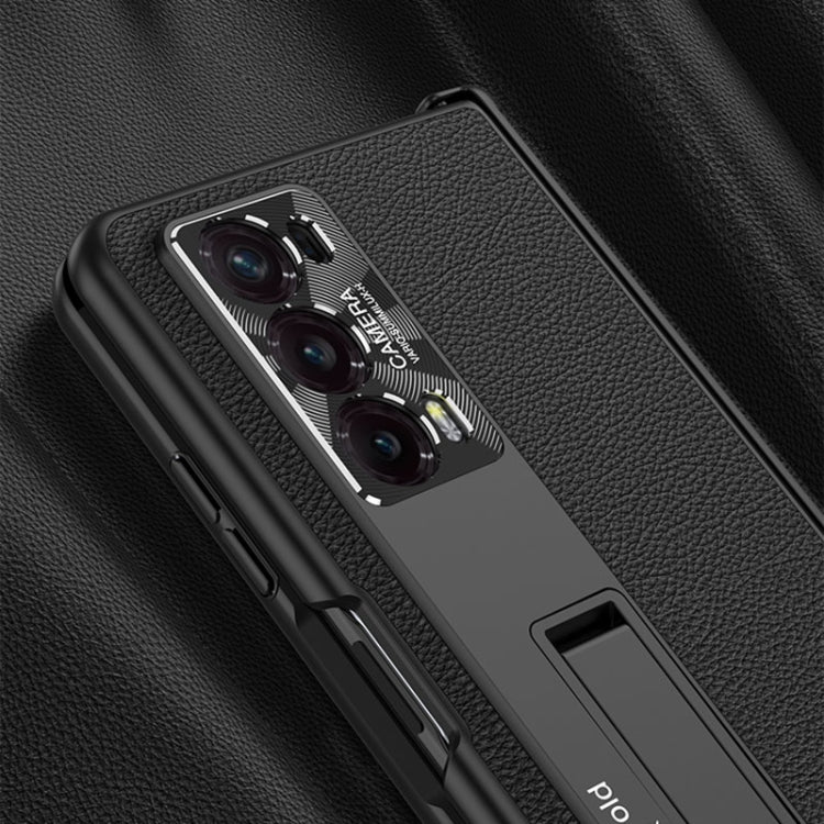 For Honor Magic V2 GKK Integrated Magnetic Hinge Flip Leather Phone Case with Holder(Black) - Honor Cases by GKK | Online Shopping UK | buy2fix