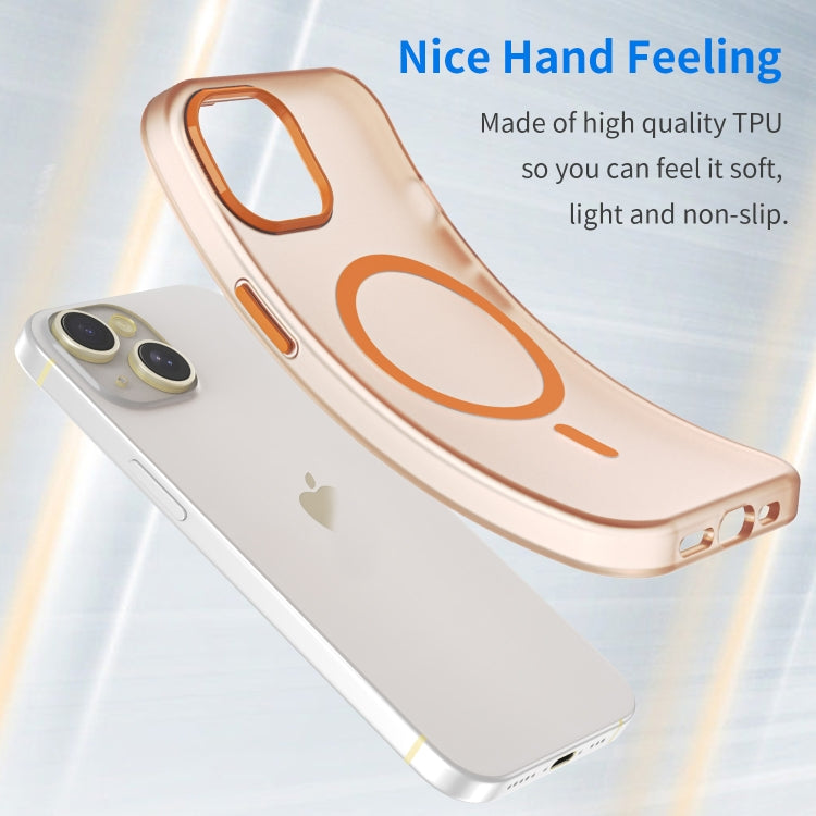 For iPhone 15 MagSafe Frosted Translucent TPU + PC Full Coverage Phone Case(Orange) - iPhone 15 Cases by buy2fix | Online Shopping UK | buy2fix