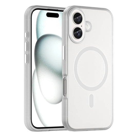 For iPhone 16 MagSafe Frosted Translucent TPU + PC Full Coverage Phone Case(White) - iPhone 16 Cases by buy2fix | Online Shopping UK | buy2fix